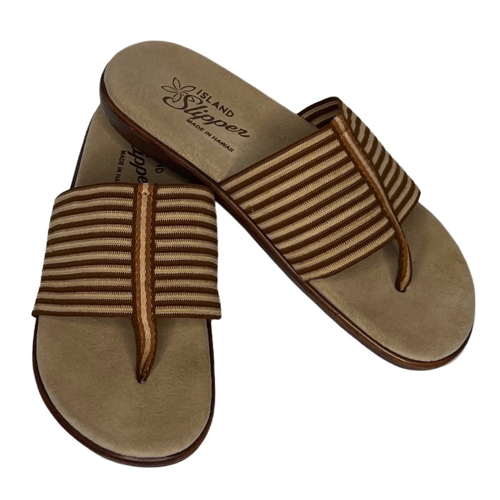 Island Slipper Elastic Thong Flat Sandal Size 6